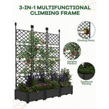 3 camas de jardín elevadas con enrejado, ligeras y resistentes, de 127 cm de ancho x 160 cm de alto, para plantas trepadoras. Jardín vertical exterior con mosquitera para patio, jardín, balcón y patio trasero. - Negro - Ver 6