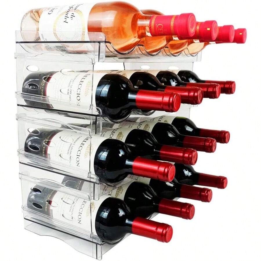 R-Porta Botas de Diferentes Nive Tranrente: Organizador de Botas de no y bidas Estante de Almacenamiento para la Cocina Bar o Boa 4 Nive - transparente - Ver 1