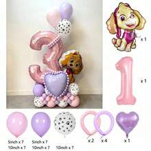 汪汪队立大功卡通铝箔气球套装，数字生日气球，适合生日派对、婴儿派对装饰和礼物