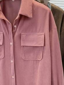 YUXIN Winter & Autumn Must - Have! Loose Corduroy Women's Shirt Jacket, Practical Double - Pocket Design, Perfect For Layering, Fits Daily Commute/Shopping & More Occasions Summer - Hot Pink - View 6