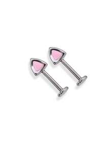 Set de 2 pendientes espirales con orejas de gato, joyería corporal de acero inoxidable para perforación del cartílago - Blanco - Ver 8