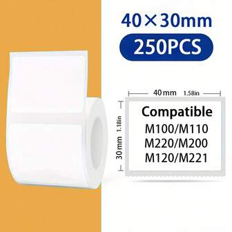 1/2 Roll 40*30mm Thermal Label Stickers - 250 Pcs/Roll, Self-Adhesive Barcode Labels, Compatible With M110/M110S, M120, M200, M220, DP26, P50, M221, B3S Label Printers; 1/2/3/4 Roll 50*20mm Thermal Label Stickers - 320 Pcs/Roll, Self-Adhesive Barcode Labels, Compatible With M110/M110S, M120, M200, M220, DP26, P50, M221, B3S Label Printers