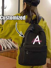 Personalised Girls Backpack Custom Name And Initial Backpack To School Girls&Boys,Personalised Gifts For Back To School,Large Capacity Backpack,Customized Name Backpack, Large Capacity Laptop Backpack,Back To School Classical Casual Day Pack College Backpack Lightweight School Book Bag For Girls Boys,Girls Backpack Book Bag For Middle School Teens Backpack,Anti Theft Laptop Backpack Travel Day Pack School Bags Gifts - Multicolor - View 4