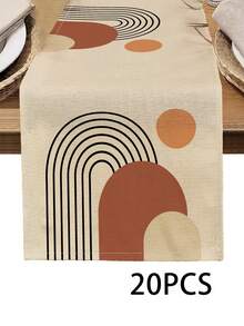 1 pezzo Runner da tavolo con stampa geometrica, 4 pezzi Tovagliette con stampa geometrica, adatti per vacanze, feste, compleanni, cene, decorazione di cucina e sala da pranzo, decorazione da tavolo per la casa in tutte le stagioni - Multicolore - Visualizzare 14