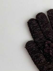 Rose-Embellished Knit Gloves (Hand Detailed), Soft Rabbit Fur Gloves, Warm And Versatile For Autumn/Winter, Knitted Touchscreen Floral Long Gloves For Women, Windproof And Warm Fingerless Gloves