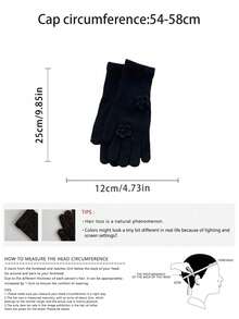 Rose-Embellished Knit Gloves (Hand Detailed), Soft Rabbit Fur Gloves, Warm And Versatile For Autumn/Winter, Knitted Touchscreen Floral Long Gloves For Women, Windproof And Warm Fingerless Gloves