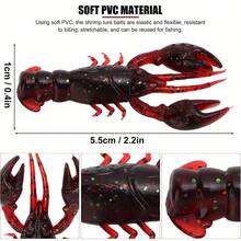 10/25 piezas Juego de señuelos de pesca suaves, incluye señuelos realistas de cangrejo de río/camarón - Señuelos de camarón flexibles para agua dulce y salada, cebos con anzuelos sin enganches similares a la vida real adecuados para pez serpiente, carpa, lubina, bagre - Todo el año - Imitación fácil - Multicolor - Ver 2