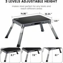 Height - Adjustable Step Stool With Anti - Slip Platform, Folding Step Stools Adults And, Portable And Space - Saving Step Ladder Kitchen, Home, Office, Rv 300 Lbs - Gray - 查看 5