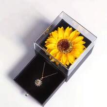 Sunflower Necklace With Gift Box For Women Dainty Stainless Steel Necklace Elegant Zirconia Pendant Birthdays Jewelry Gift - Gold - View 4
