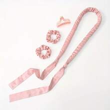 4 pièces Set de rouleaux à friser sans chaleur en satin pour femmes, comprend des chouchous doux et des pinces en plastique pour des boucles parfaites, kit de coiffure accessoires de beauté pour cheveux à la maison - Multicolore - Voir 4