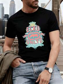 Men's Plus Size Graphic Tee, Quality Fabric, Street Hip-Hop, Comfortable, Durable, Eye-Catching Print, New Release - Black - View 1