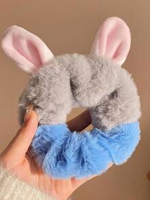 Rabbit & Fox Plush Hair Scrunchies, Women's Autumn/Winter Cartoon Fluffy Scrunchies, Create Elegant & Relaxed Hairstyles - Suitable For Girls & Ladies, Meet Daily Needs. Easily Create Simple Ponytails, Sophisticated Buns Or Creative Hairstyles, Practical & Stylish! Can Be Used As School Supplies, Gifts, Hair Scrunchies, Headbands.