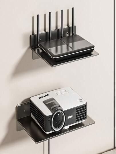 1pc Router Storage Rack, Camera Holder, Wall-Mounted Set-Top Box & Projector Stand, No Drilling Required Wall Shelf