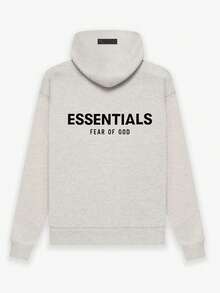 Essentials -Fear Of God Oversized Hoodie Collection FW21-FW2 MEN WOMEN Hoodie Vintage Flocking Craftsmanship Combined With Modern Breathable Technology, Warm Cotton Flocking, Loose Urban Functional Wear, High-End Cotton To Create An Urban Street Style, Loose Silhouette Non-Ge - Yến mạch nhẹ - Xem 5