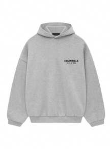 Essentials -Fear Of God Oversized Hoodie Collection FW21-FW2 MEN WOMEN Hoodie Vintage Flocking Craftsmanship Combined With Modern Breathable Technology, Warm Cotton Flocking, Loose Urban Functional Wear, High-End Cotton To Create An Urban Street Style, Loose Silhouette Non-Ge - 淡燕麥片(Ss24) - 查看 9