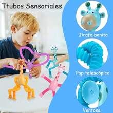 4Pcs Ttubos Sensoriales Toys Mini Pop Tube Sensor Fidget Toy Jirafa Telescopica con Ventosa Tubos para Reventar Juguetes Educativos Sensoriales Fidget Toys para Niños y Adultos PascuaConveniente y duradero, para niños - Multicolor - Ver 6