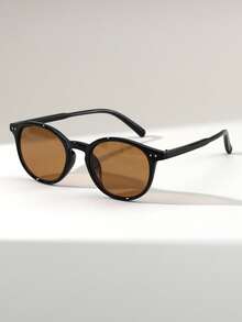 1 Pair Women's Round PC Rivet Retro Street Style Fashion Fashion Glasses, Suitable For Holiday Gifts