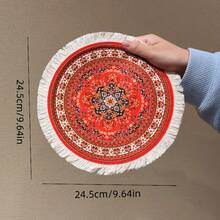 1 miếng lót ly tròn phong cách Bohemian có tua rua thủ công, cốc cà phê, vật dụng trang trí bàn tiệc sinh nhật đám cưới ngày lễ, quà tặng - Nhiều màu - Xem 4