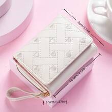 Cartera de mano de mujer de moda en azul con pliegue triple, bolsa para tarjetas con múltiples ranuras, cartera, monedero, cartera pequeña, cartera linda, cartera de muñeca, mini cartera, monederos para mujer, cartera para damas - Azul - Ver 3