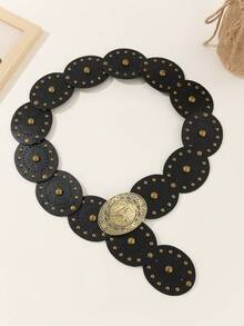 1pc 2025 Autumn/Winter New Lightweight Business Belt, M Letter Alloy Automatic Buckle Leather Belt, High-Quality Letter Belt, Business & Casual Waist Belt, Fashion Versatile Pants Belt, Minimalist Men's Leather Belt - Black - View 6