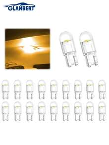 GLANBERT 30pcs 194 LED Bulbs, 168 2825 W5W T10 Wedge COB LED Replacement Bulbs, 6000K License Plate Lights, Flicker-Free Interior Lights, Fit For Instrument Panel Lights, Dome Lights, License Plate Lights (White)