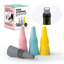 Tapón de botella de vino de silicona, grado alimenticio, acero inoxidable 304, tapón de vino tinto, boca redonda, adecuado para utensilios de vino en casa - Rosa (10,6 g) - Ver 1