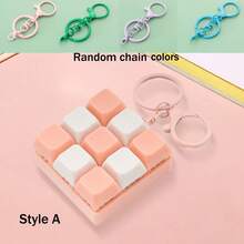 1pc Button Keyboard Shaped Keychain - Cute Keyring Accessory, Stress Relief Office Supply, Durable Key Chain With Interesting Design - Multicolor - View 13
