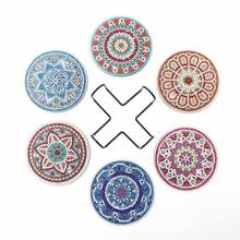 6pcs/Set DIY Mandala Diamond Art Coasters With Holder - Special Shape Crystal Rhinestone Diamond Painting Coasters For Drinks, Artificial Wood Cup Tea Mat For Home Kitchen Dinning Room, Office, Coffee Shop, Restaurant Table Decoration, Relaxing Hobby For Beginners, Suitable For Wedding, Birthday, Christmas, New Year Festival And Holiday Party Decor - Multicolor - View 13