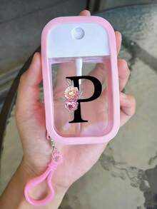 50ml Travel Spray Bottle With Floral & Letter Print, Silicone Hand Sanitizer Holder With Keychain, Full Wrap Design, Hanging Strap, Soft Silicone Material, Portable For Travel, Daily Necessities, Travel, Work, School (Sanitizer Liquid Not Included, Please Add Water After Receiving And Opening) - Multicolor - View 6