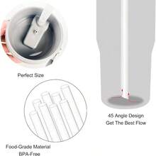 Straws IceFlow Flip Straw Tumbler 30oz/64oz U2013 8 Straws+ 2 Cleaning Brush Not Flow 2.0 Flip Tumbler - 無色 - 查看 6