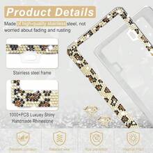 [Free Shipping]Bling License Plate Frame For Women, 1Pack Rhinestone Handcrafted Crystal Premium Stainless Steel, Stainless Steel Car Decorative Accessories With Diamond Sparkle Glitter Caps (Leopard Print),1pc,LeopardPrint - LeopardPrint - View 4