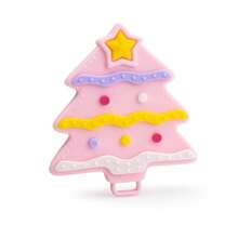 Mordedor de silicona hervido de grado alimenticio, forma navideña, juguete de dentición de silicona anti-mordida para bebés - Copo de nieve rosa oscuro - Ver 3