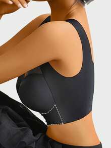 Seamless Wireless Bra, Sexy Lift Bra, Sports Bra, Yoga Panties, Running Vest, Comfortable Bra, Women's Underwear - Black - View 2