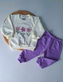 Conjunto de Moletom peluciado por dentro para bebê/meninas Infantil - Lavanda - Visão 2