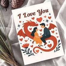 Romantic Valentine's Day Greeting Card, Couple Sitting On Dragon Design, Quality Greeting Card With Envelope (4.72x6.7in), Gift For Wife/Husband/Boyfriend/Girlfriend - Multicolor - View 9