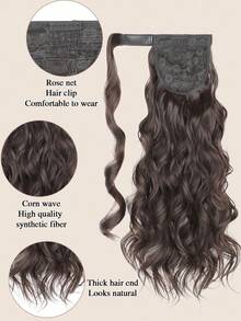 20 Inch Long Wavy Ponytail Hair Extensions, Synthetic Heat Resistant Clip-In Ponytail Extensions, Wrap Around Long Curly Wavy Ponytail For Women - Multicolor - View 4
