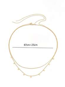 2pcs Women's Round Disc & Tassel Waist Belt Fashion Versatile Body Chain, Vacation Style Sequin Double Layer Delicate Chain Body Jewelry - Waist Chain - View 5