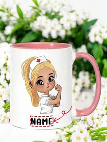 Personalized Nurse Mug - Customizable Ceramic Coffee Cup With Cute Nurse Design, Available In Multiple Colors, Dishwasher And Microwave , Suitable For Hot And Cold Drinks, Perfect Gift For Nurses, Doctors, Office And Home, Nurse Supplies, Personalized Nurse Mug, Cup And Mugs, Coffee Cups, Ounce Mugs - Multicolor - View 3