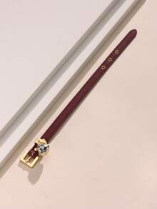 1pc Faux Diamond Bracelet, Leather Cuff With Rhinestones, High-Quality Electroplated Non-Fading, Suitable For Women's Daily Wear, Holiday Gift Choice