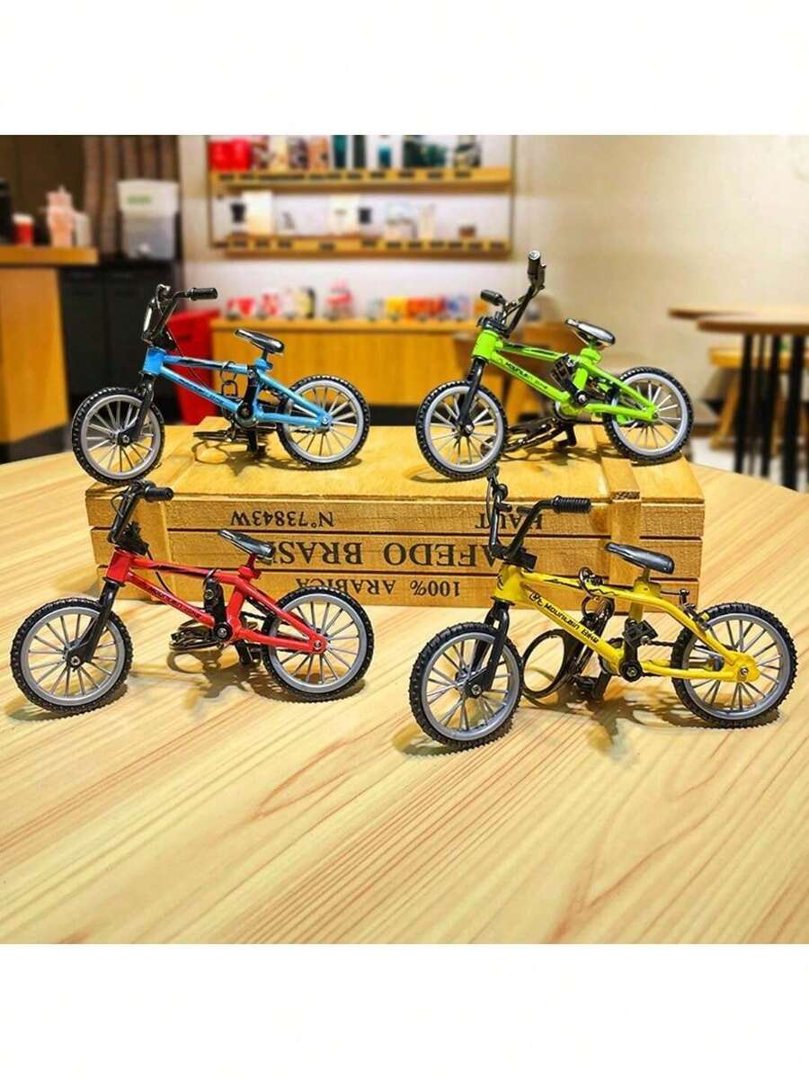 1个金属收藏自行车模型，适合桌面摆件、家居装饰工艺品，无需用电，是情人节、万圣节、复活节等节日的理想礼物，卡通创意手指自行车钥匙扣仿真自行车模型，迷你合金手指BMX自行车模型，返校礼物，学生礼物 - 彩色 - 查看 1