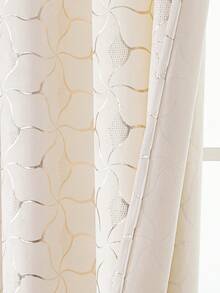 1 件米白色天鹅绒箔片天鹅窗帘，现代风格，透光，顶部挂环，适用于卧室/客厅/办公室、别墅窗户装饰/竖款，面料柔软，适合各种节日，带孔眼，隔热/隐私保护，适用于卧室、客厅、室外门口。 - 乳白色 - 查看 12