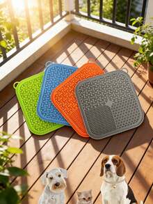 Pet Dog Cat Silicone Feeding Bowl, Slow Feeder Mat With Suction Cup, Lick Mat, Helps Pets Develop Slow Chewing Habit, Non-Slip Suction Cup Bottom Ensures Stability During Use, Pet Intelligence Training Maze Or Groove Design Requires Pets To Think How To Obtain Food, Provides Mental Stimulation. - Multicolor - View 13