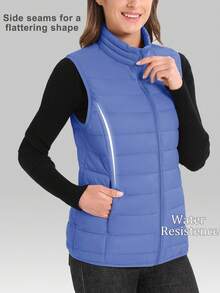 Cavva Women's Lightweight Vests Jacket Water Resistence Soft Sleeveless Warm Jacket Hiking Camping Running Outdoor - 霧霾藍 - 查看 3