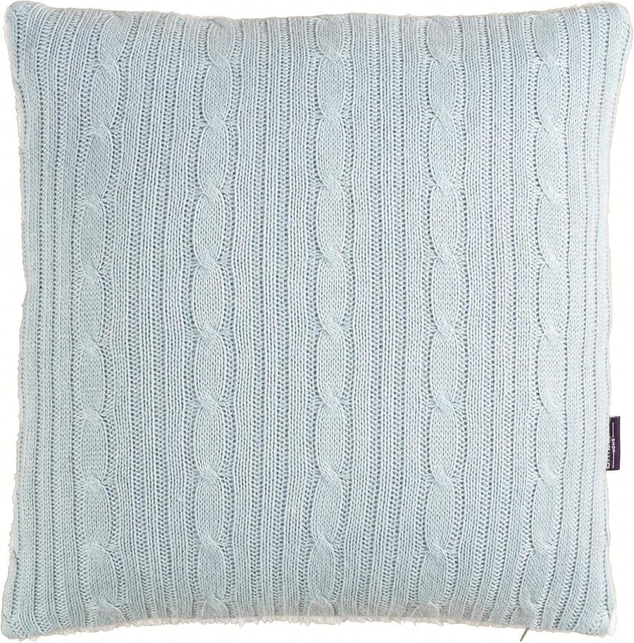 Almohada de Punto Trenzado con Respaldo Sherpa, 18 x 18 Pulgadas - Azul - Ver 1