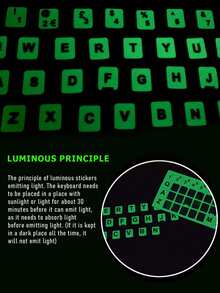 Leuchtaufkleber Nachtlicht Tastatur Aufkleber für Laptop, Desktop-Computer, Tastaturmembran, mehrsprachig, staubdicht, Tastaturschutzfolie - Universelle Version - Übersicht 2