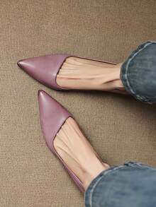 2025 New French Style Purple Pointed Toe Mid-Heel Pumps, Commuting Work Shoes For Women, Spring/Autumn,Kitten Heels