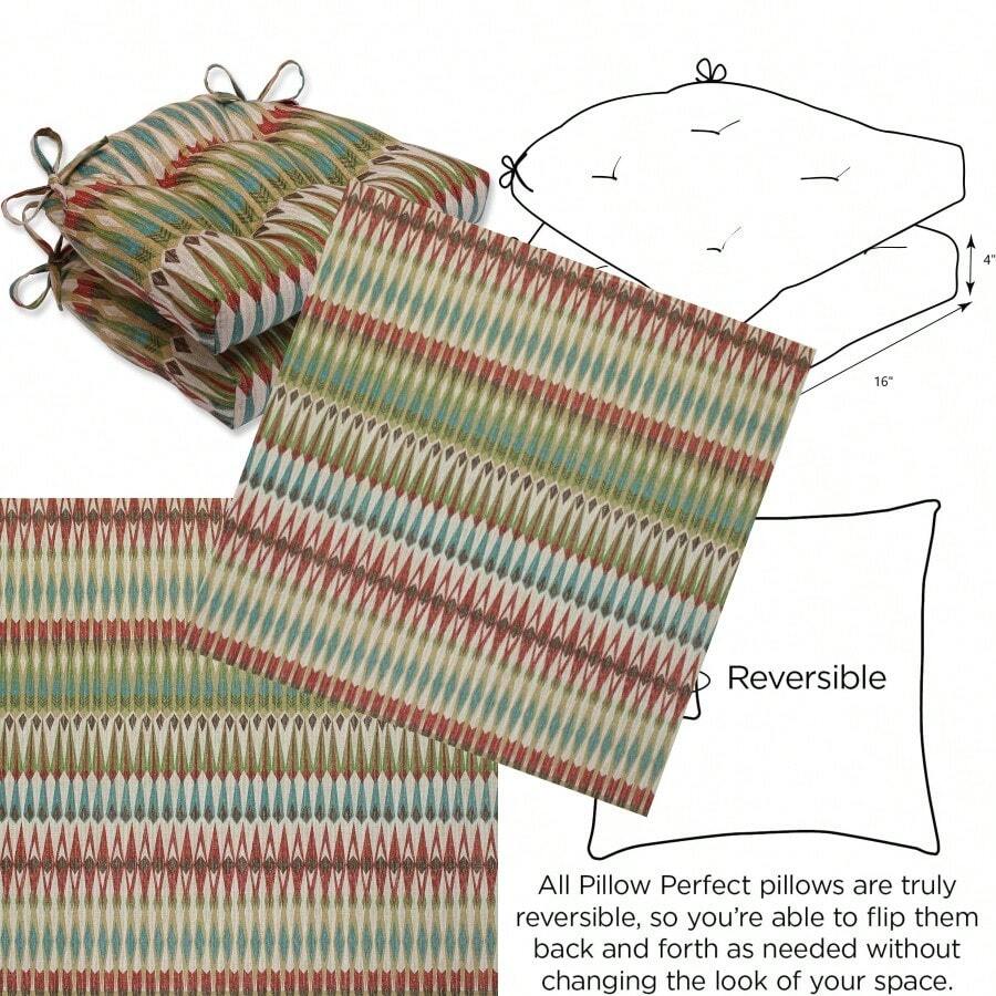 ASDPillow Perfect Acela Adobe Reversible Chair Pad Set of 2 - Multicolor - Ver 1