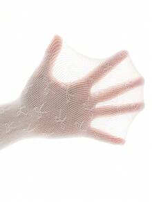 1 雙兒童網狀蝴蝶結長襪 - 薑色 - 查看 4