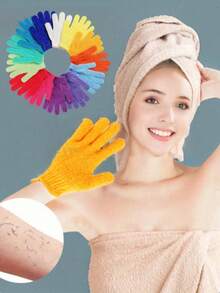 6/10/20pcs Random Color Exfoliating Gloves, Double-Sided Scrub Gloves, Bath Gloves, Body Massage Cleaning Gloves - Multicolor - View 8