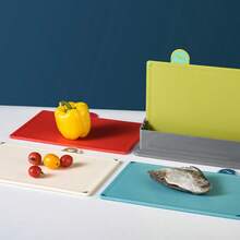 1pc Creative Baby Food Grinding Board, Wheat Straw 4-Piece Set, Household Anti-Mold Anti-Bacterial Classified Cutting Board Set, Kitchen Classified Cutting Board, Creative Classified Cutting Board For Baby Food, Wheat Straw Cutting Board With PP Plastic Base 4-Piece Set - Multicolor - View 7